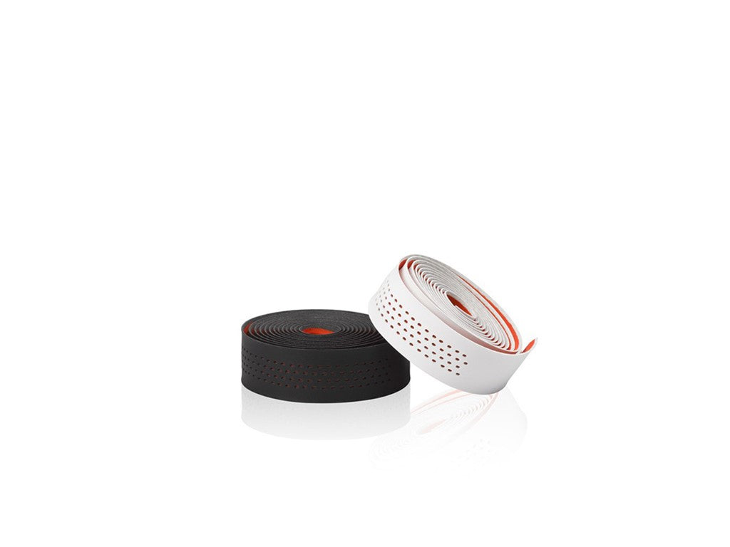 XLC Bar tape GR-T07 White/Red Microfiber and extra "Anti-Shock"-cushioning, perforated surface for extra grip